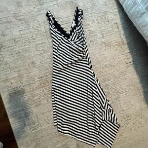 Black and white asymmetrical dress